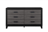 58" Black And Gray Wood Six Drawer Double Dresser