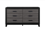 58" Black And Gray Wood Six Drawer Double Dresser