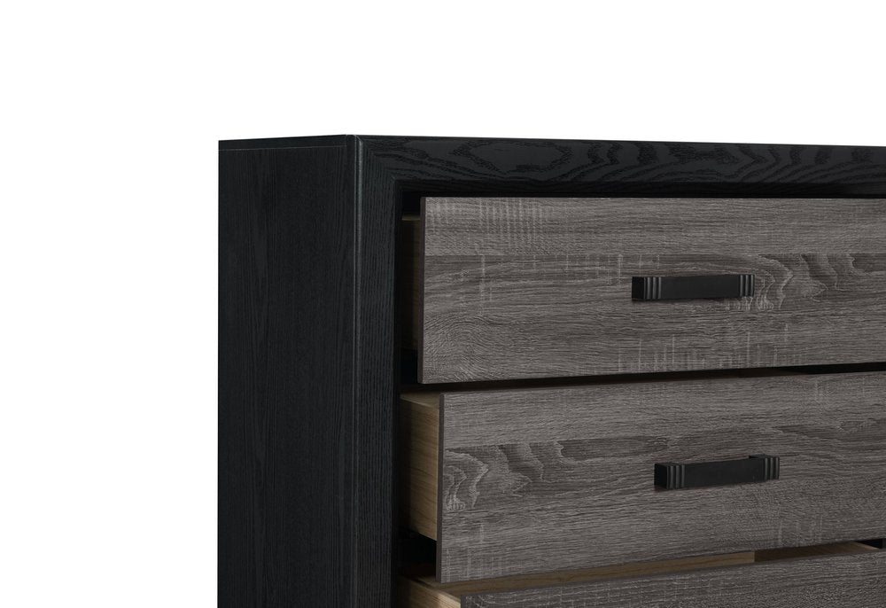 58" Black And Gray Wood Six Drawer Double Dresser