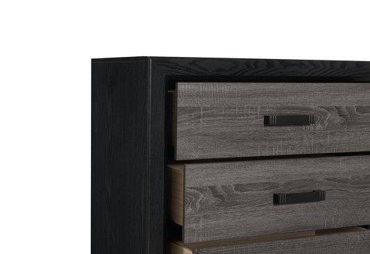 58" Black And Gray Wood Six Drawer Double Dresser
