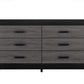 58" Black And Gray Wood Six Drawer Double Dresser