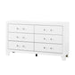 58" White Wood Six Drawer Double Dresser