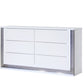 61" White Wood Lighted Six Drawer Double Dresser