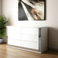 61" White Wood Lighted Six Drawer Double Dresser