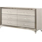 64" White And Silver Wood Six Drawer Double Dresser
