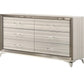 64" White And Silver Wood Six Drawer Double Dresser