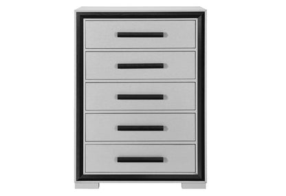 48" Gray And Black Wood Five Drawer Dresser