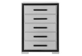48" Gray And Black Wood Five Drawer Dresser