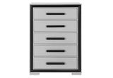 48" Gray And Black Wood Five Drawer Dresser