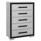 48" Gray And Black Wood Five Drawer Dresser
