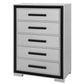 48" Gray And Black Wood Five Drawer Dresser