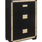 48" Black And Gold Faux Crystal Bling Wood Six Drawer Dresser