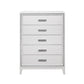 49" White And Silver And Faux Wood And Crystal Bling Lighted Five Drawer Dresser