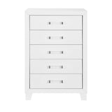 49" White Wood Five Drawer Dresser