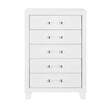 49" White Wood Five Drawer Dresser