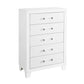 49" White Wood Five Drawer Dresser