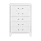49" White Wood Five Drawer Dresser