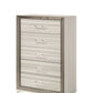 53" Beige And White Wood Lighted Five Drawer Dresser
