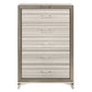 53" Beige And White Wood Lighted Five Drawer Dresser