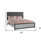 Gray Ribbed Texture Wood And Upholstery Queen Bed Frame