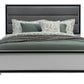 Gray Ribbed Texture Wood And Upholstery Queen Bed Frame