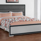Gray Ribbed Texture Wood And Upholstery Queen Bed Frame