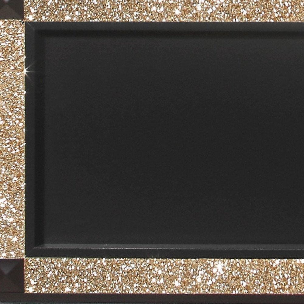 Black Faux Crystal Bling Wood And Upholstery Lighted King Bed Frame