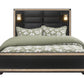 Black Faux Crystal Bling Wood And Upholstery Lighted King Bed Frame