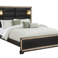 Black Faux Crystal Bling Wood And Upholstery Lighted King Bed Frame