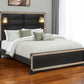 Black Faux Crystal Bling Wood And Upholstery Lighted King Bed Frame