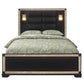 Black Faux Crystal Bling Wood And Upholstery Lighted Queen Bed Frame