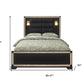 Black Faux Crystal Bling Wood And Upholstery Lighted Queen Bed Frame