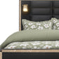 Black Faux Crystal Bling Wood And Upholstery Lighted Queen Bed Frame