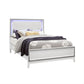 White Wood and Faux Crystal Bling Lighted King Bed Frame