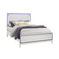 White Wood and Faux Crystal Bling Lighted King Bed Frame