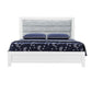 White and Light Gray Ribbed Texture Wood And Upholstery Lighted Full Bed Frame
