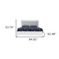 White and Light Gray Ribbed Texture Wood And Upholstery Lighted Queen Bed Frame
