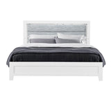 White And Gray Wood And Upholstery Lighted Twin Bed Frame
