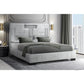 Gray Tufted Upholstery Lighted King Bed Frame