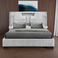 Gray Tufted Upholstery Lighted King Bed Frame