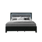 Black and Gray Wood And Velvet Lighted King Bed Frame