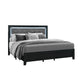 Black and Gray Wood And Velvet Lighted King Bed Frame