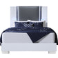 White and Gray Wood And Faux Leather Lighted King Bed Frame