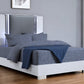 White and Gray Wood And Faux Leather Lighted Queen Bed Frame