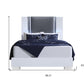 White and Gray Wood And Faux Leather Lighted Queen Bed Frame
