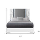 White and Gray Faux Marble And Upholstery Lighted Queen Bed Frame