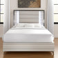 Beige White And Chrome Wood Upholstered Lighted Queen Bed Frame