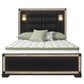 Black And Gold Faux Crystal Bling Wood And Upholstery Lighted Full Bed Frame