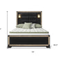 Black And Gold Faux Crystal Bling Wood And Upholstery Lighted Full Bed Frame