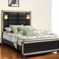 Black And Gold Faux Crystal Bling Wood And Upholstery Lighted Full Bed Frame